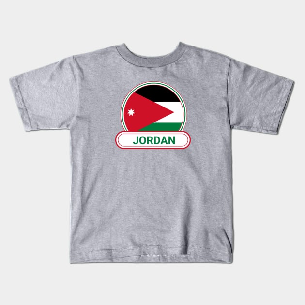 Jordan Country Badge - Jordan Flag Kids T-Shirt by Yesteeyear